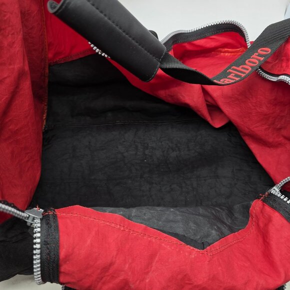 Vintage Marlboro Unlimited Duffle Bag Red Black Nylon Sports Gym Carry On Large - Picture 13 of 14